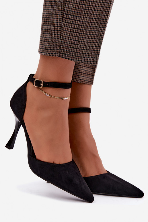 Sapatos de camurça pretos Ladessa com tiras
