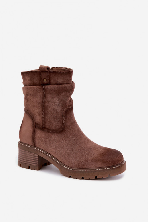 Botins quentes femininos com babados, marrons