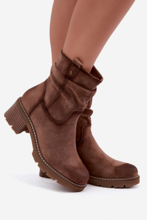 Botins quentes femininos com babados, marrons