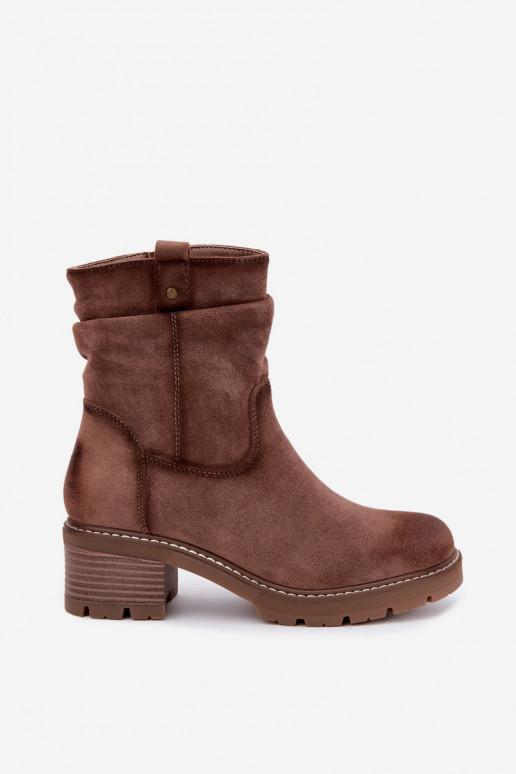 Botins quentes femininos com babados, marrons