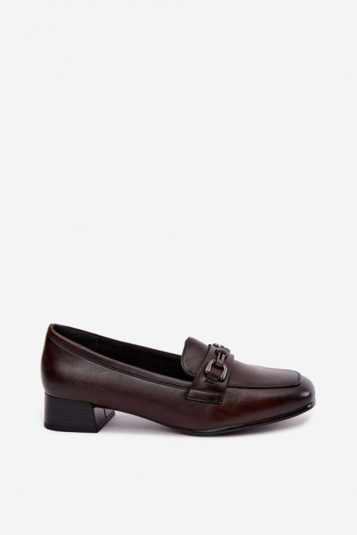 Sapatos de couro sintético com ornamentos Vinceza 39978 na cor chocolate