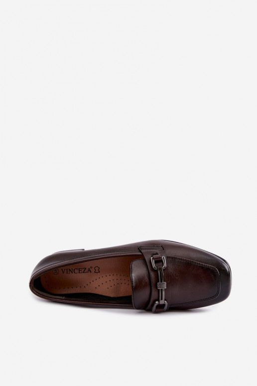 Sapatos de couro sintético com ornamentos Vinceza 39978 na cor chocolate