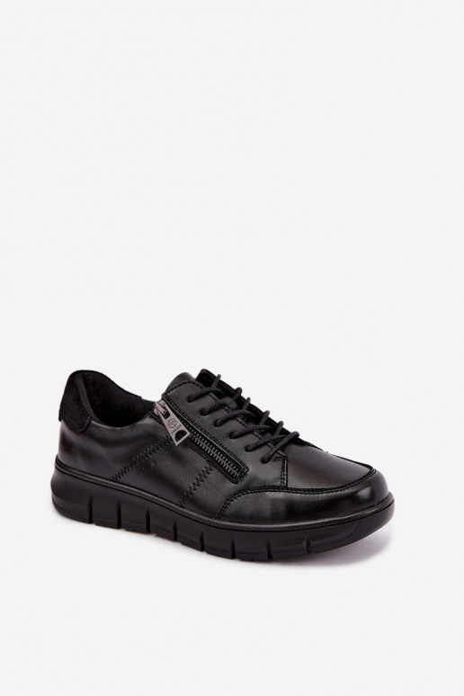 Sapatos de couro sintético Vinceza 13130 na cor preta