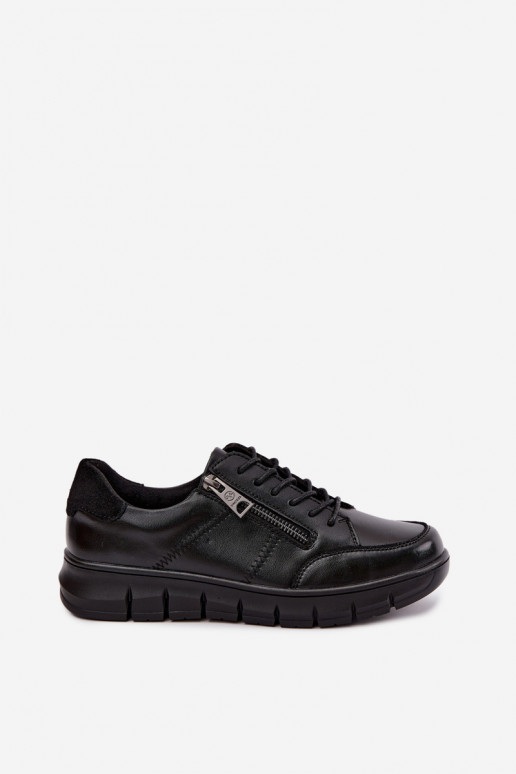 Sapatos de couro sintético Vinceza 13130 na cor preta
