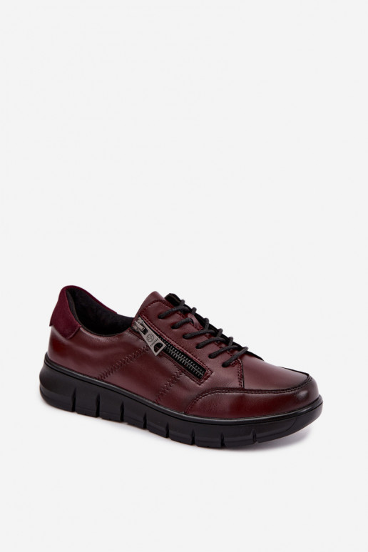 Sapatos de couro sintético Vinceza 13130 na cor bordô