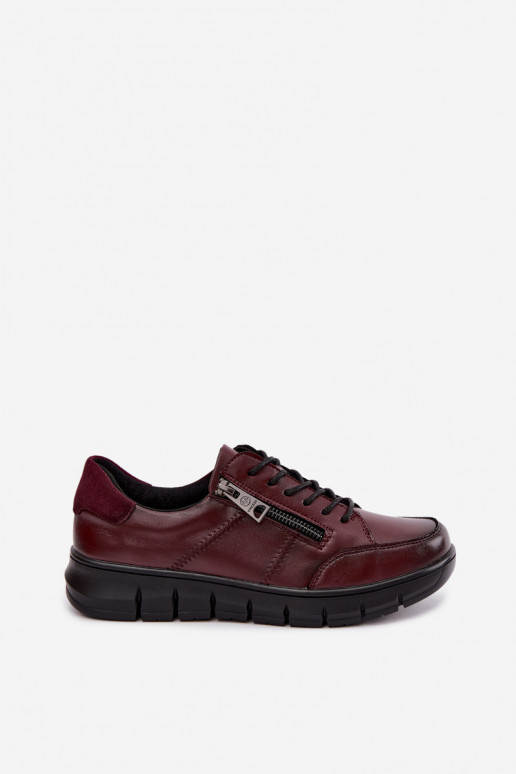 Sapatos de couro sintético Vinceza 13130 na cor bordô