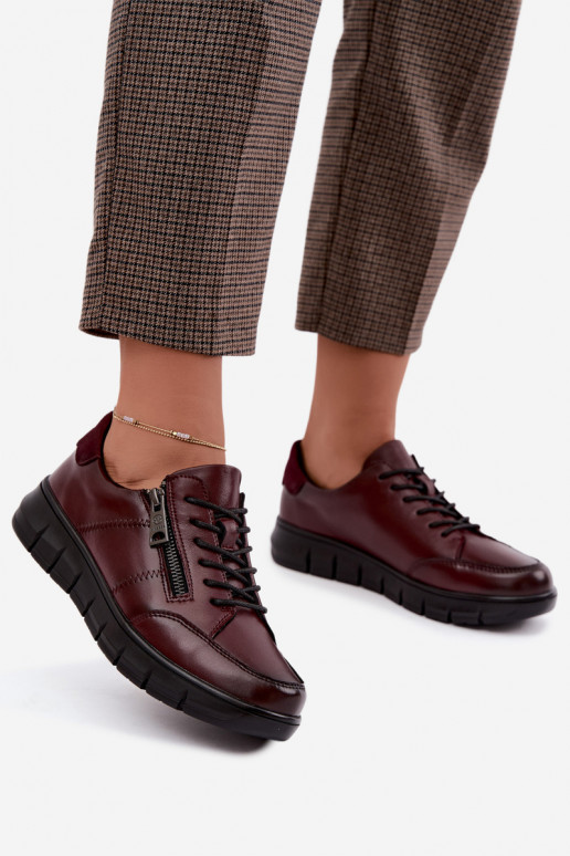 Sapatos de couro sintético Vinceza 13130 na cor bordô