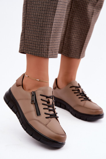 Sapatos de couro sintético Vinceza 13130 na cor areia 2