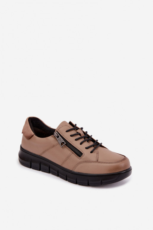 Sapatos de couro sintético Vinceza 13130 na cor areia