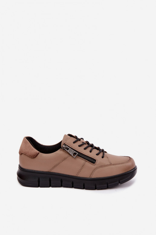 Sapatos de couro sintético Vinceza 13130 na cor areia