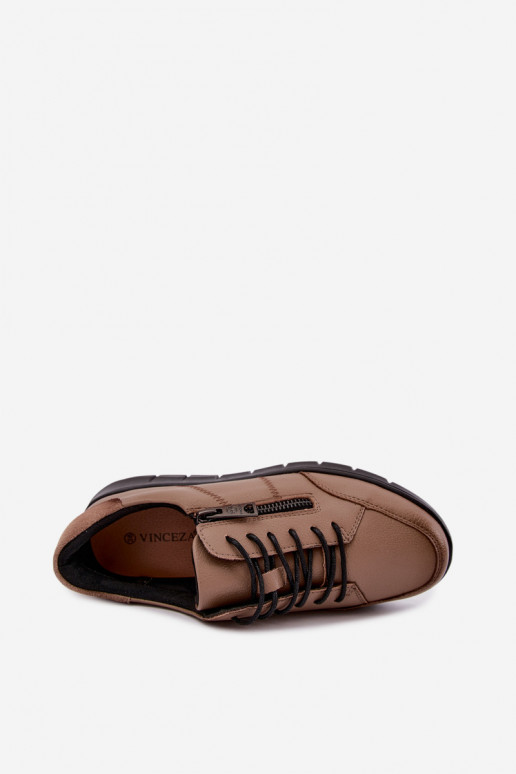 Sapatos de couro sintético Vinceza 13130 na cor areia