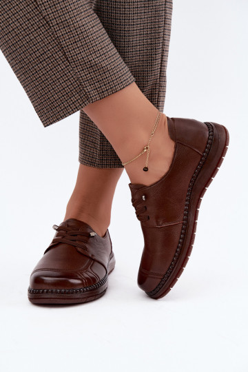 Sapatos de couro sintético Vinceza 107240 na cor marrom