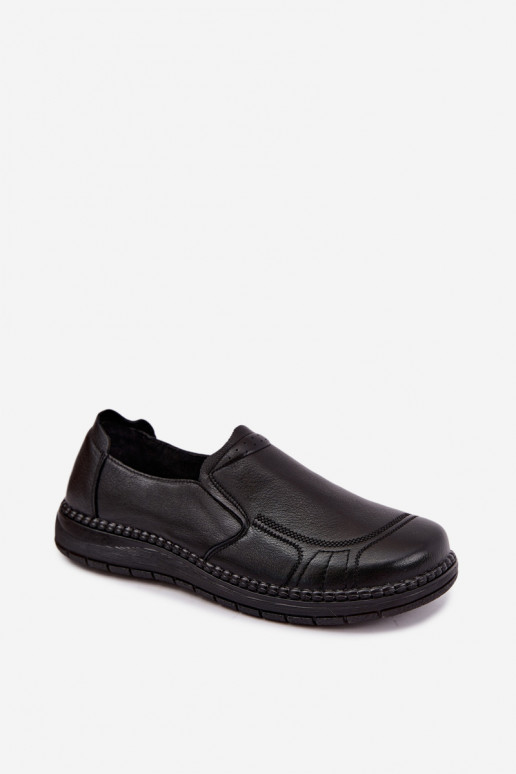 Sapatos slip-on de couro sintético Vinceza 107241 na cor preta