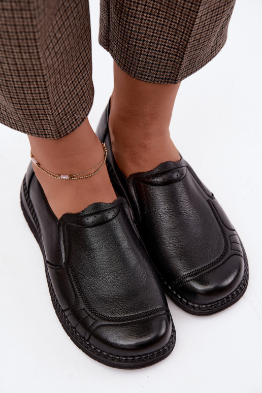 Sapatos slip-on de couro sintético Vinceza 107241 na cor preta
