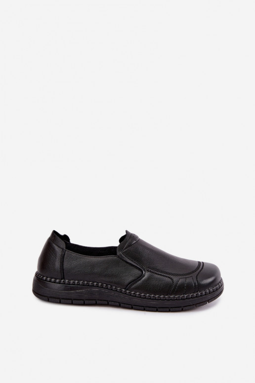 Sapatos slip-on de couro sintético Vinceza 107241 na cor preta