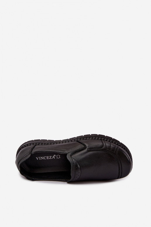 Sapatos slip-on de couro sintético Vinceza 107241 na cor preta