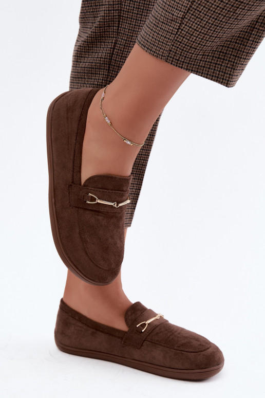 Mocassins dourados Barefoot Ze com detalhes castanhos Paresa