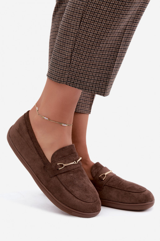 Mocassins dourados Barefoot Ze com detalhes castanhos Paresa