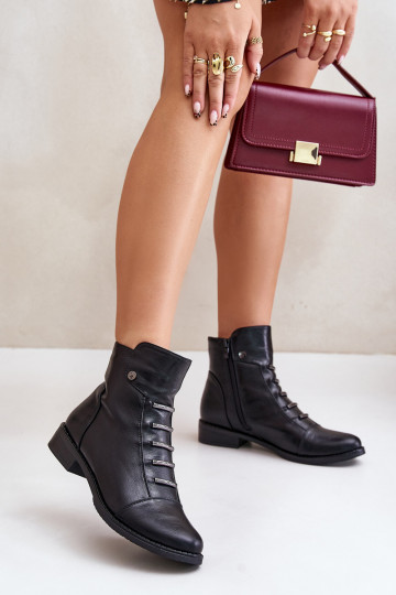 aquecimento Botas femininas com salto largo cor preta Labise
