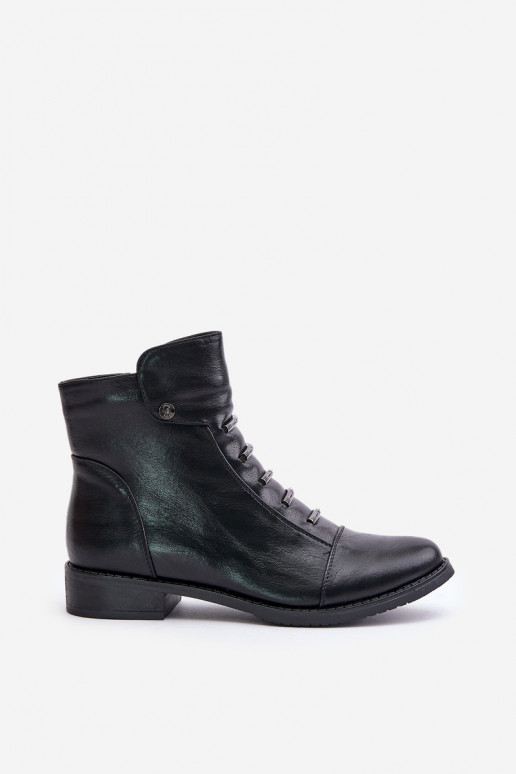 Botins femininos aquecidos com saltos largos na cor preta Labise