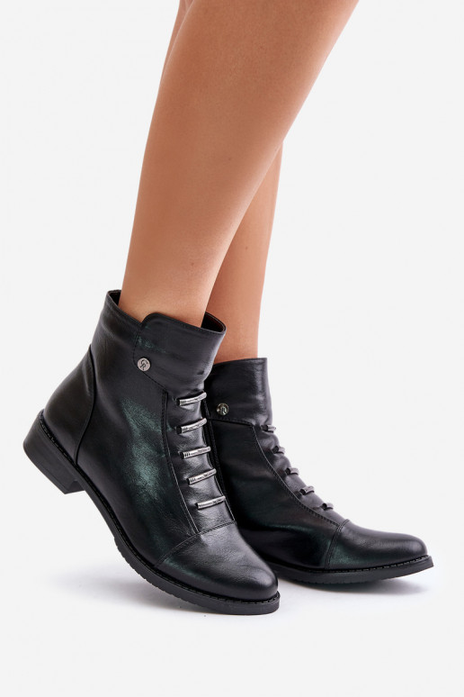 Botins femininos aquecidos com saltos largos na cor preta Labise