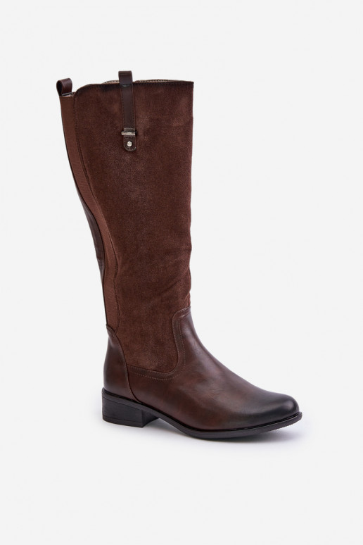 Botas femininas aquecidas até o joelho na cor marrom Ivasira