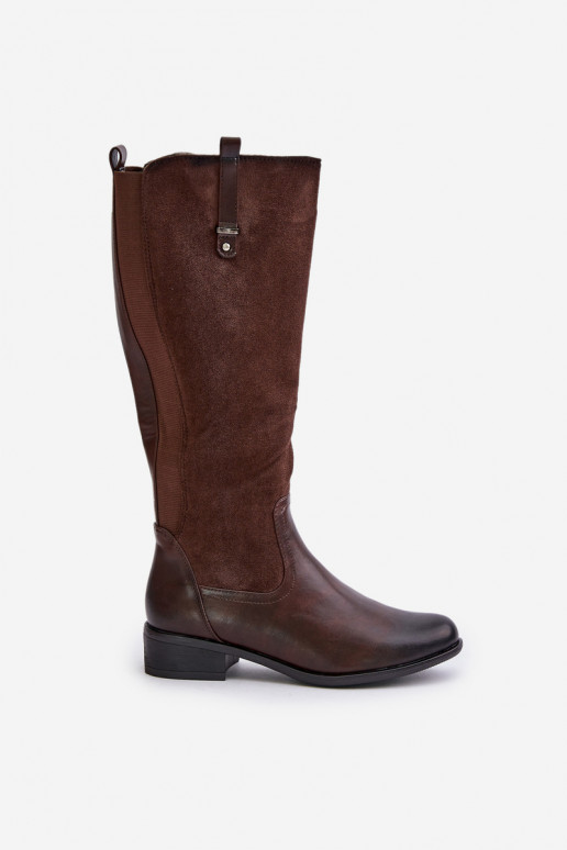 Botas femininas aquecidas até o joelho na cor marrom Ivasira