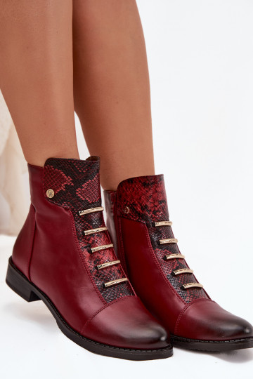 aquecimento Botas femininas com salto largo Padrão animal Borgonha Labise
