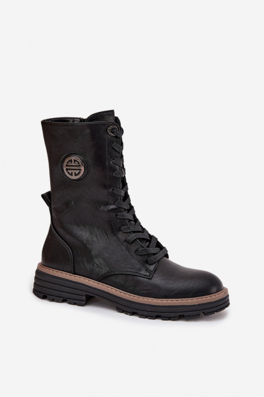 Botins femininos aquecidos com detalhes decorativos na cor preta Dorialine