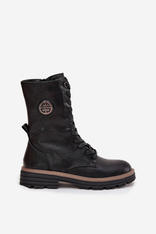 Botins femininos aquecidos com detalhes decorativos na cor preta Dorialine