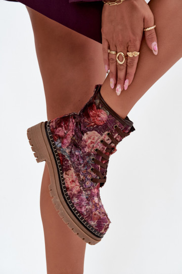 Botins femininos estampados na cor bordô Artiker 57C1055