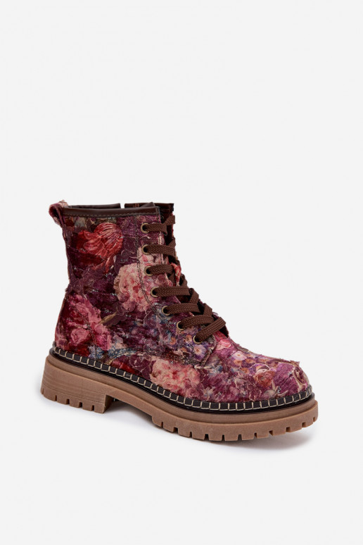 Botins femininos estampados na cor bordô Artiker 57C1055