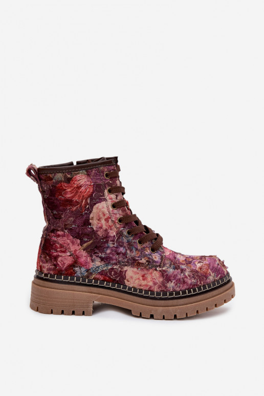 Botins femininos estampados na cor bordô Artiker 57C1055
