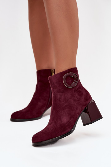 Botins femininos quentes em camurça sintética com detalhes decorativos na cor bordô Artiker 57C0016 2
