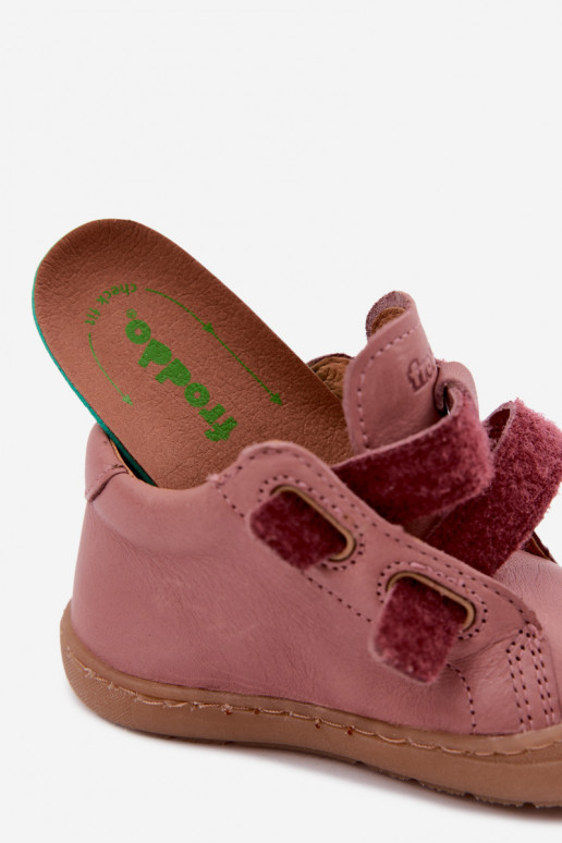 Sapatos de couro para crianças rosa escuro Barefoot Froddo G2130328-6