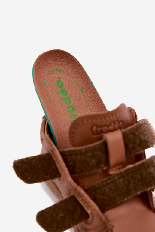 Sapatos de couro para crianças marrons Barefoot Froddo G2130328-2