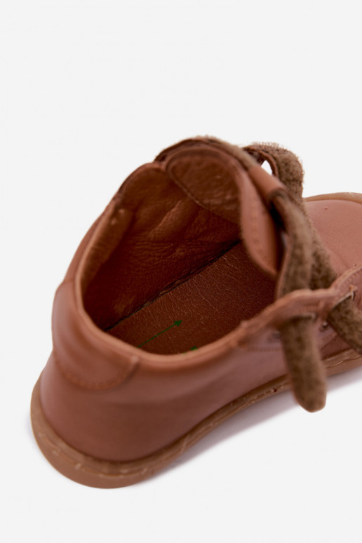 Sapatos de couro para crianças marrons Barefoot Froddo G2130328-2