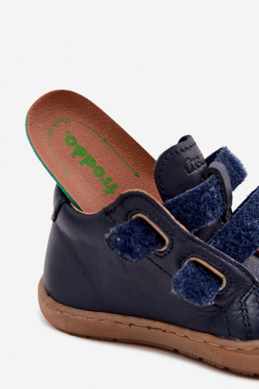 Sapatos de couro para crianças azul escuro Barefoot Froddo G2130328