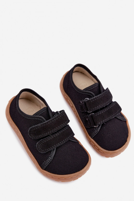 Chinelos para crianças pretos Barefoot Froddo Canvas G1700440-19