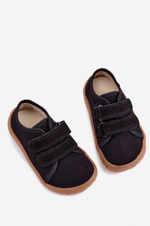 Chinelos para crianças pretos Barefoot Froddo Canvas G1700440-19