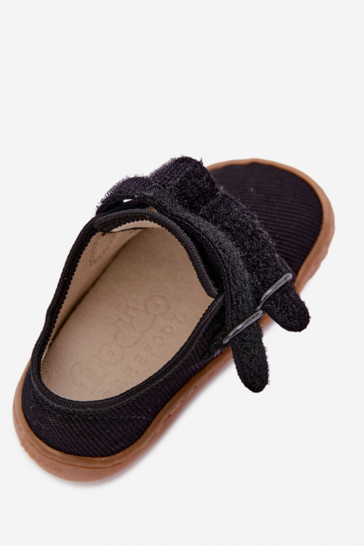 Chinelos para crianças pretos Barefoot Froddo Canvas G1700440-19