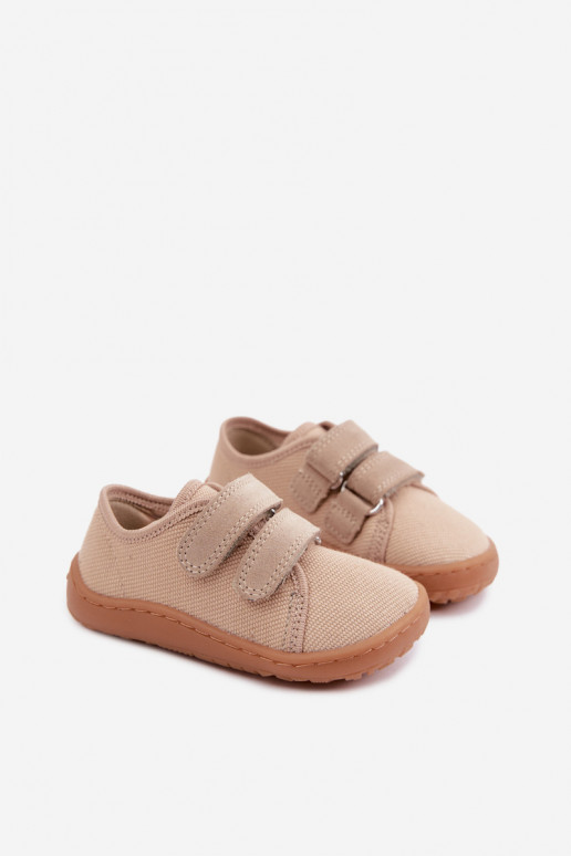 Chinelos para crianças na cor areia Barefoot Froddo Canvas G1700440-22