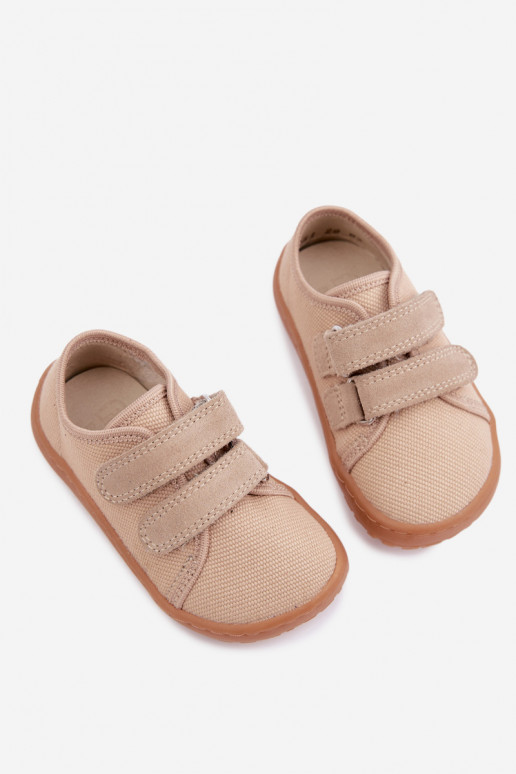 Chinelos para crianças na cor areia Barefoot Froddo Canvas G1700440-22