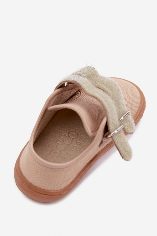 Chinelos para crianças na cor areia Barefoot Froddo Canvas G1700440-22