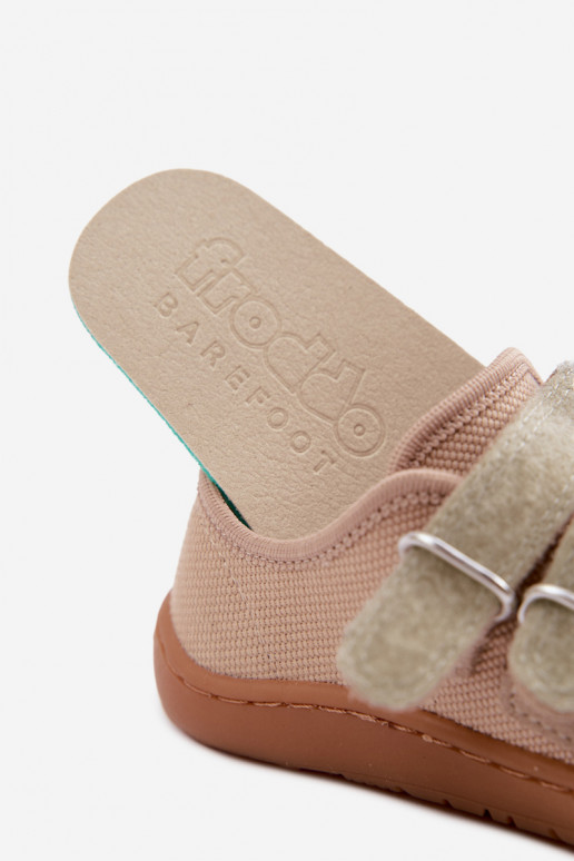Chinelos para crianças na cor areia Barefoot Froddo Canvas G1700440-22