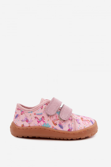 Chinelos para crianças rosas Barefoot Unicórnios Froddo Canvas G1700440-26 2
