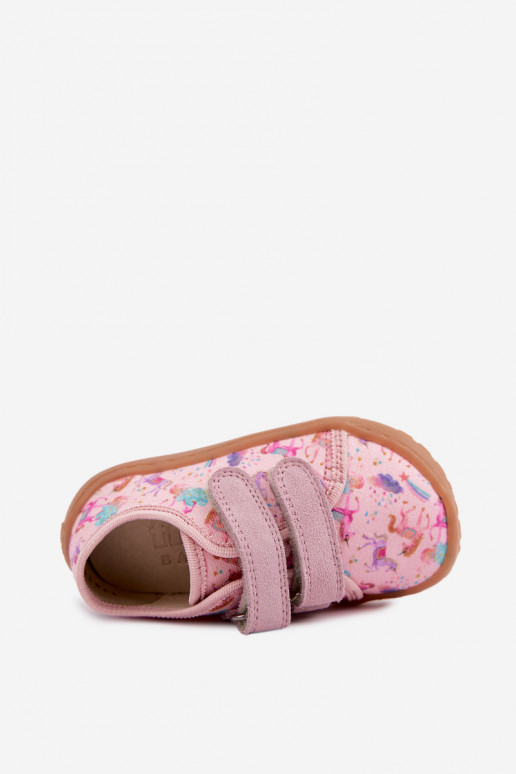 Chinelos para crianças rosas Barefoot Unicórnios Froddo Canvas G1700440-26