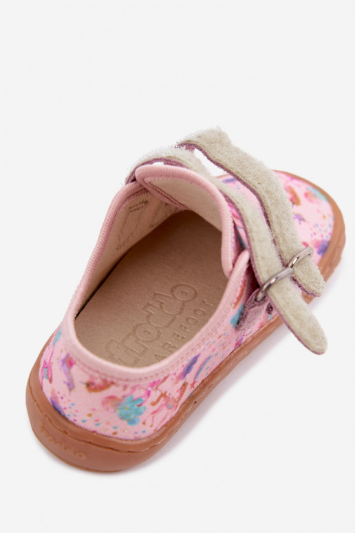 Chinelos para crianças rosas Barefoot Unicórnios Froddo Canvas G1700440-26