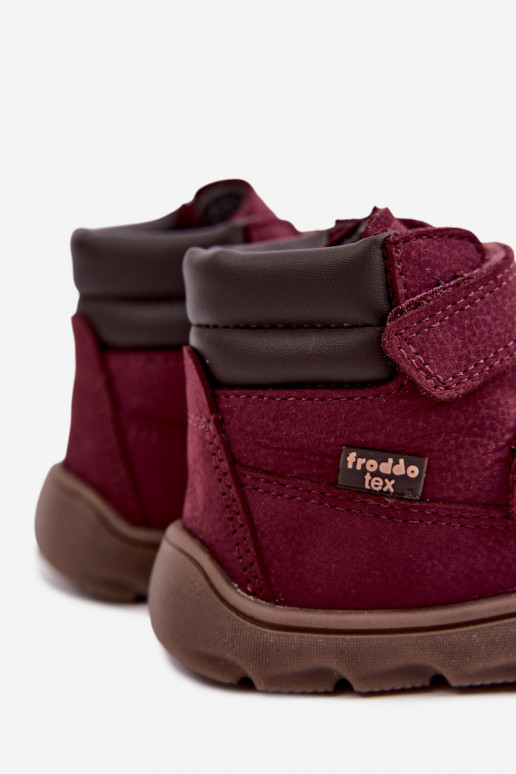 Sapatos de couro para crianças bordô Barefoot Froddo G2110150-9