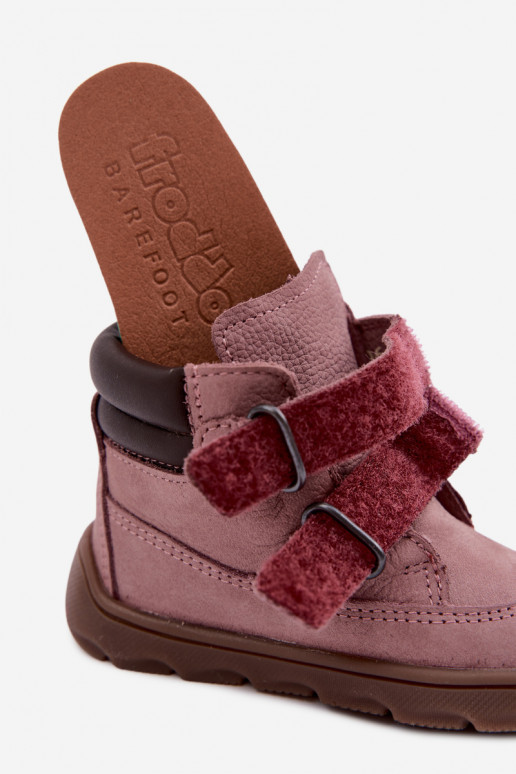 Sapatos de couro para crianças rosas Barefoot Froddo G2110150-5